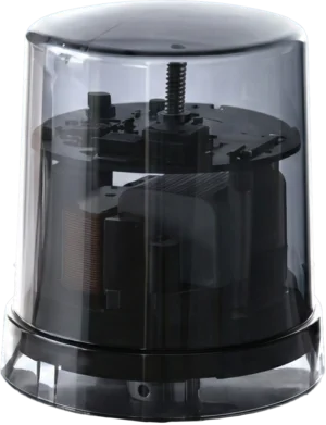 Close-up detail of N7Node-NEMA smart lighting controller showing internal hardware and transparent casing